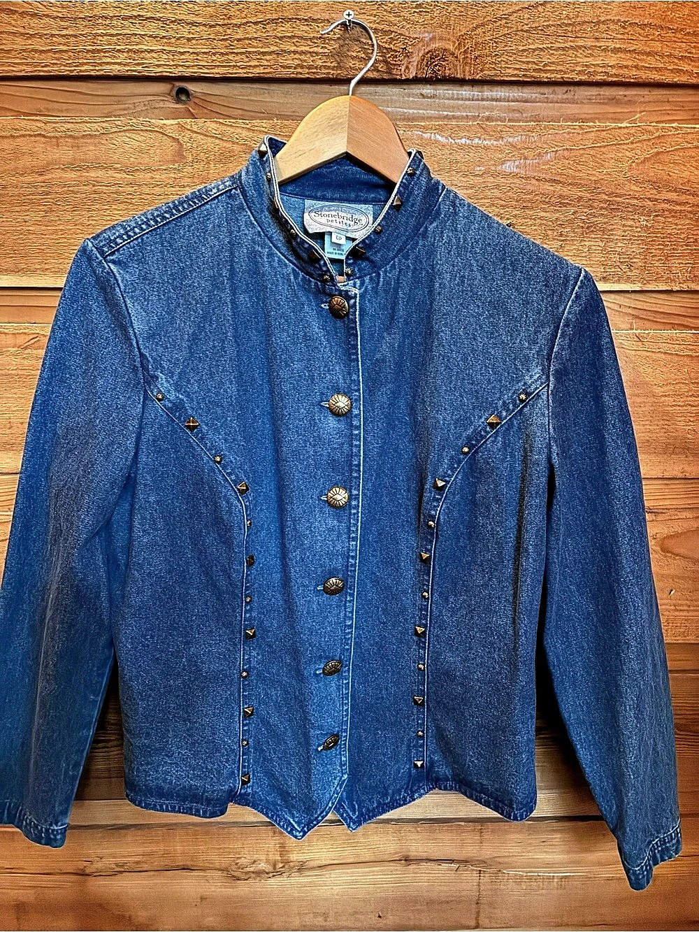 Stonebridge petites Denim Studded Jacket Size 6P Like New